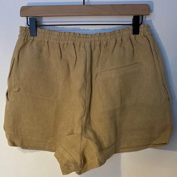 Women’s 100% Linen Shorts in Warm Tan - Picture 3 of 4